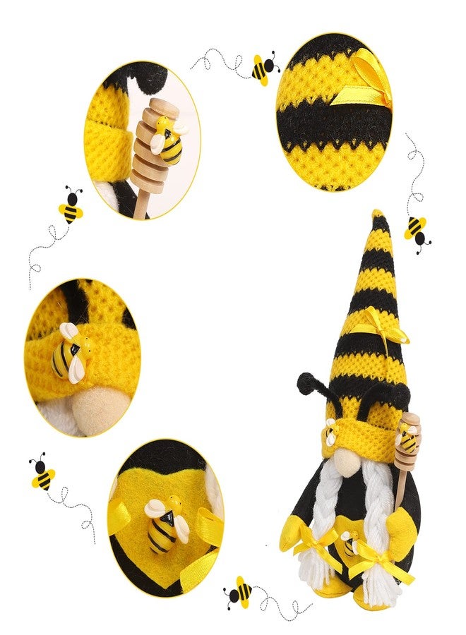 CRCZK Bumble Bee Gnome Plush - Mr and Mrs Honeybee Spring Gnomes Plush Ornaments Tomte Elf World Bee Day Decor, Summer Bee Figurines Table Shelf Tiered Tray Decorations, Gifts for Women - Image 3